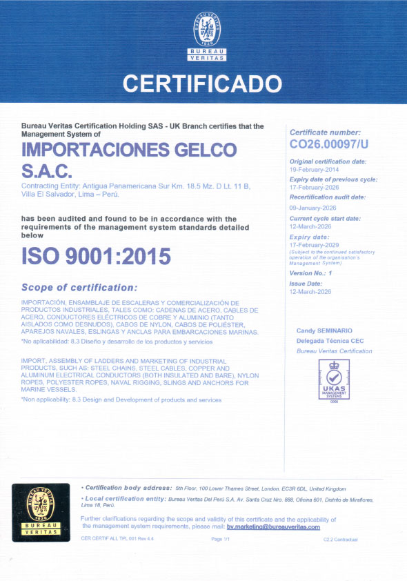 Certificado ISO 9001:2015
